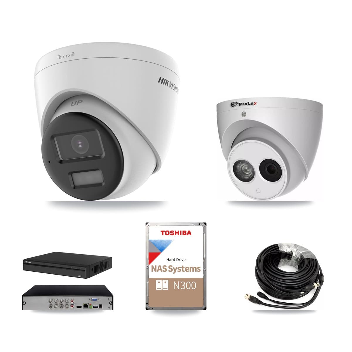 Hikvision & Prolux 8-Channel 4MP – 4K CCTV Kit — 6 DS-2CE78U0T 4K + 2 PXC-612C4W-A 4MP Turret Cameras + 18TB Recording