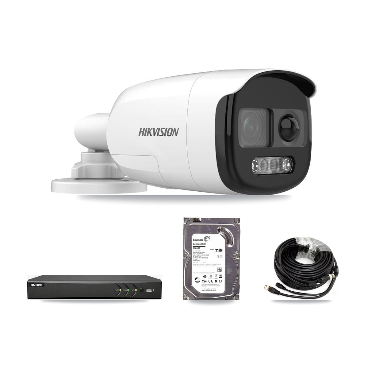 Hikvision & ANNKE 4-Channel 5MP CCTV Kit — 1 DS-2CE12KF3T Bullet Camera + 2TB Recording