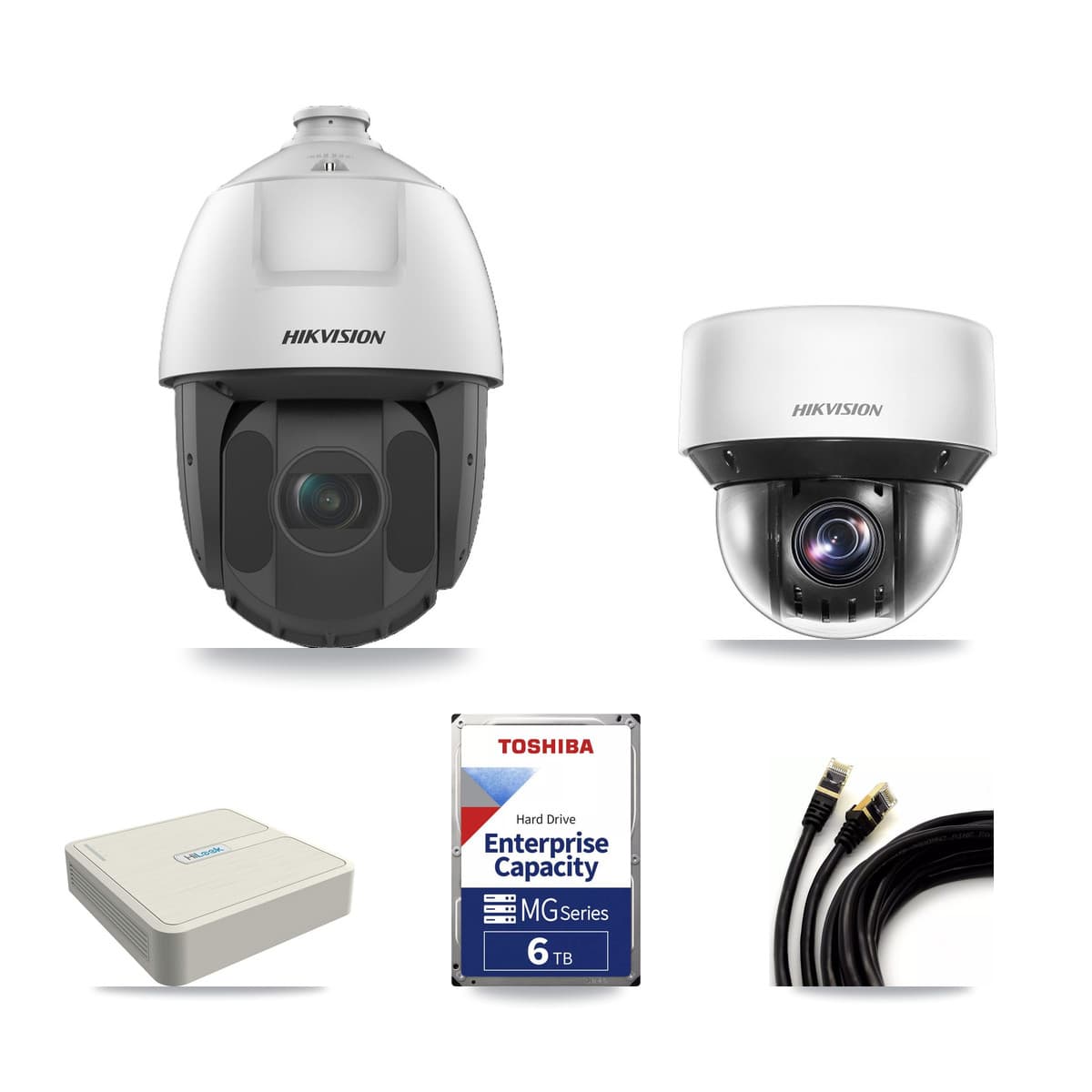 Hikvision & HiLook 8-Channel 2MP – 4MP CCTV Kit — 2 DS-2DE4A425IW 4MP + 5 DS-2DE5232IW 2MP PTZ Cameras + 6TB Recording - Image 1