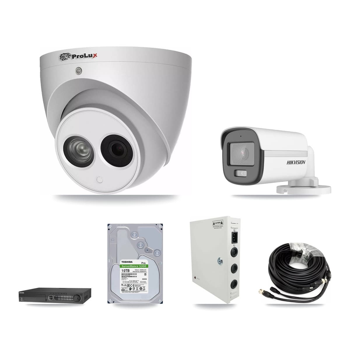Hikvision & Prolux 32-Channel 4MP – 5MP CCTV Kit — 1 5MP Bullet + 22 4MP Turret Cameras + 3× 10TB Recording - Image 1