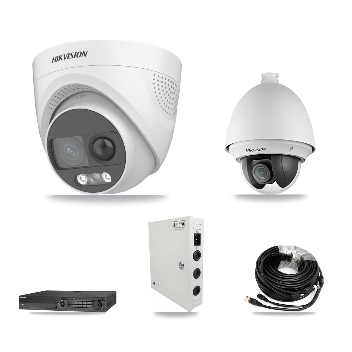 Hikvision 32-Channel 2MP – 5MP CCTV Kit — 1 DS-2AE4225T 2MP PTZ + 12 DS-2CE72KF3T 5MP Turret Cameras + 2× 8TB Recording (DS-7332HQHI Recorder)