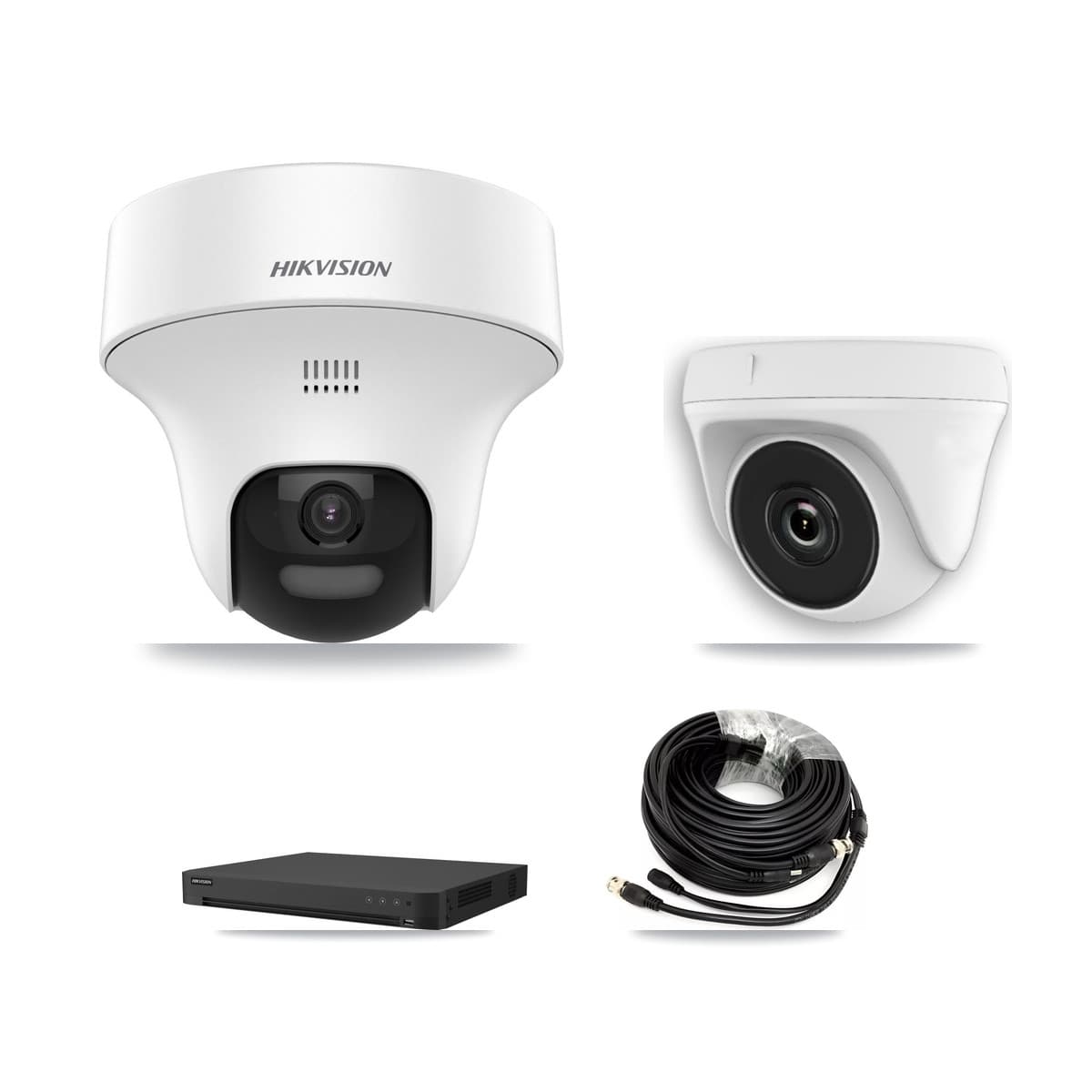 Hikvision 16-Channel 2MP – 5MP CCTV Kit — 4 DS-2CE70K0T 5MP Turret + 4 White HDT-2MP-N20W 2MP Dome Cameras + 8TB Recording (IDS-7216HUHI Recorder) - Image 1