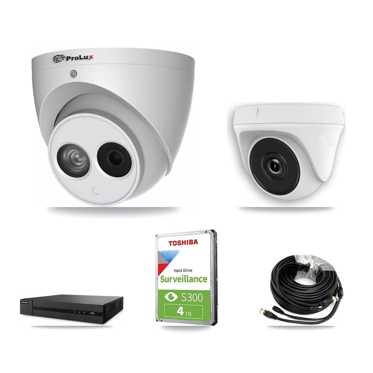 Prolux 8-Channel 2MP – 4MP CCTV Kit — 1 White 2MP Dome + 2 4MP Turret Cameras + 4TB Recording (DVR-8CH Recorder) - Image 1