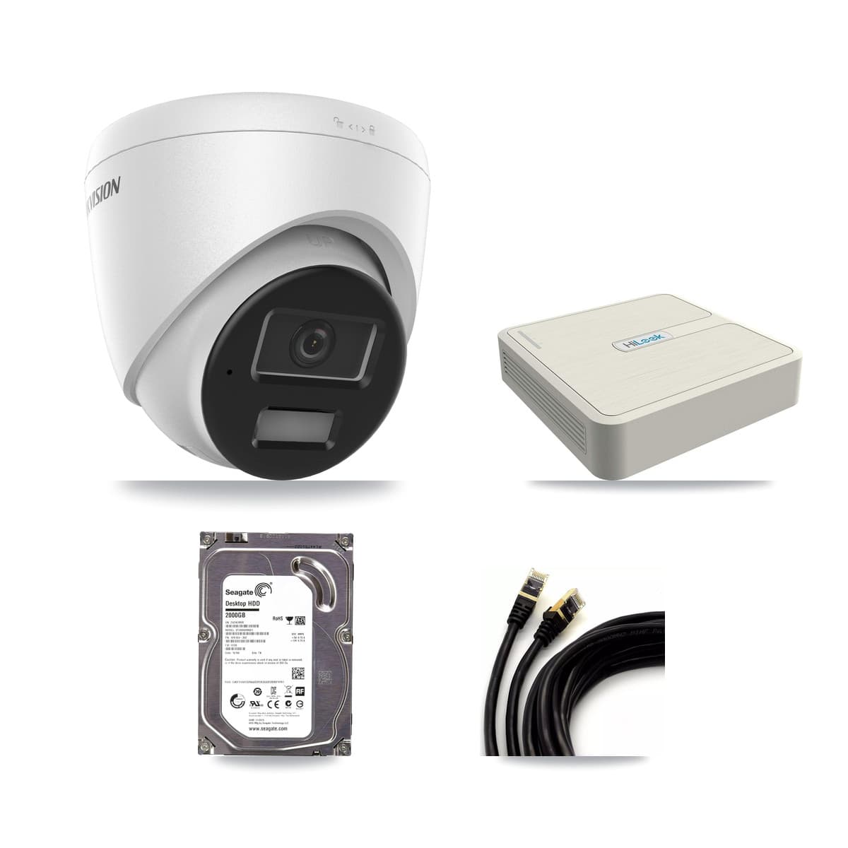 Hikvision & HiLook 8-Channel 4MP CCTV Kit — 1 DS-2CD1343G2 Turret Camera + 2TB Recording (NVR-108H-D Recorder)