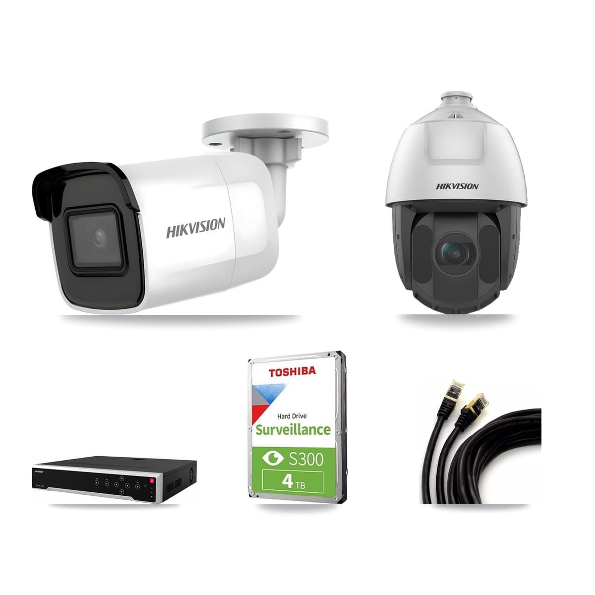 Hikvision 32-Channel 2MP – 4K CCTV Kit — 1 4K Bullet + 1 2MP PTZ Cameras + 4TB Recording - Image 1