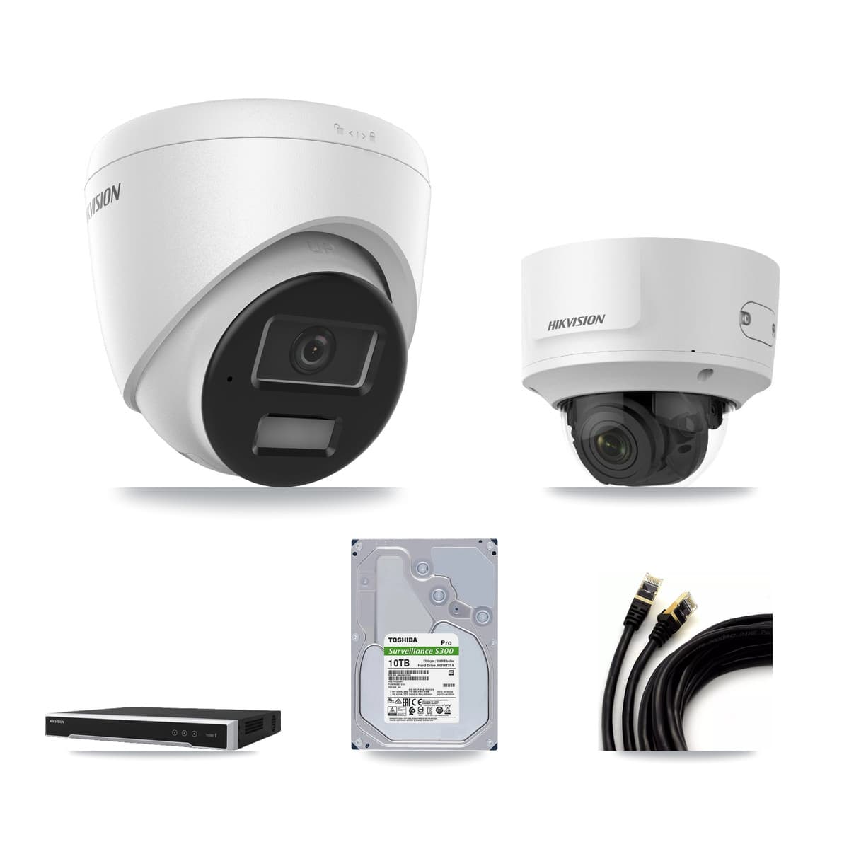 Hikvision 8-Channel 2MP – 4MP CCTV Kit — 7 4MP Turret + 1 2MP Dome Cameras + 10TB Recording
