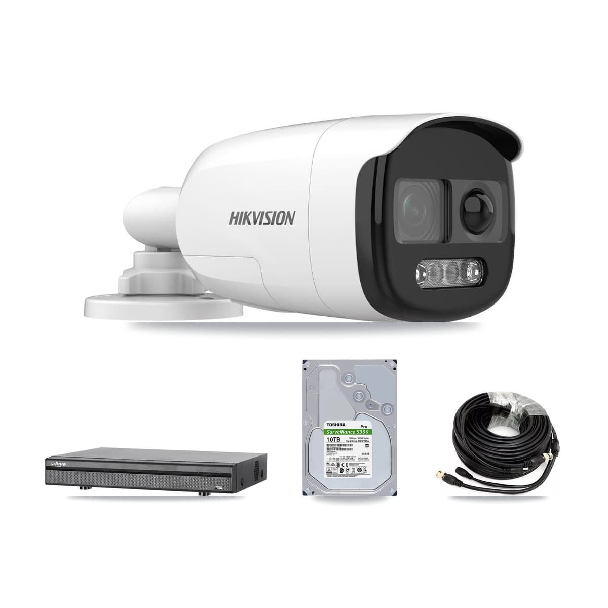 Hikvision & Dahua 8-Channel 5MP CCTV Kit — 8 DS-2CE12KF3T Bullet Cameras + 10TB Recording (DH-XVR5108H Recorder) - Image 1