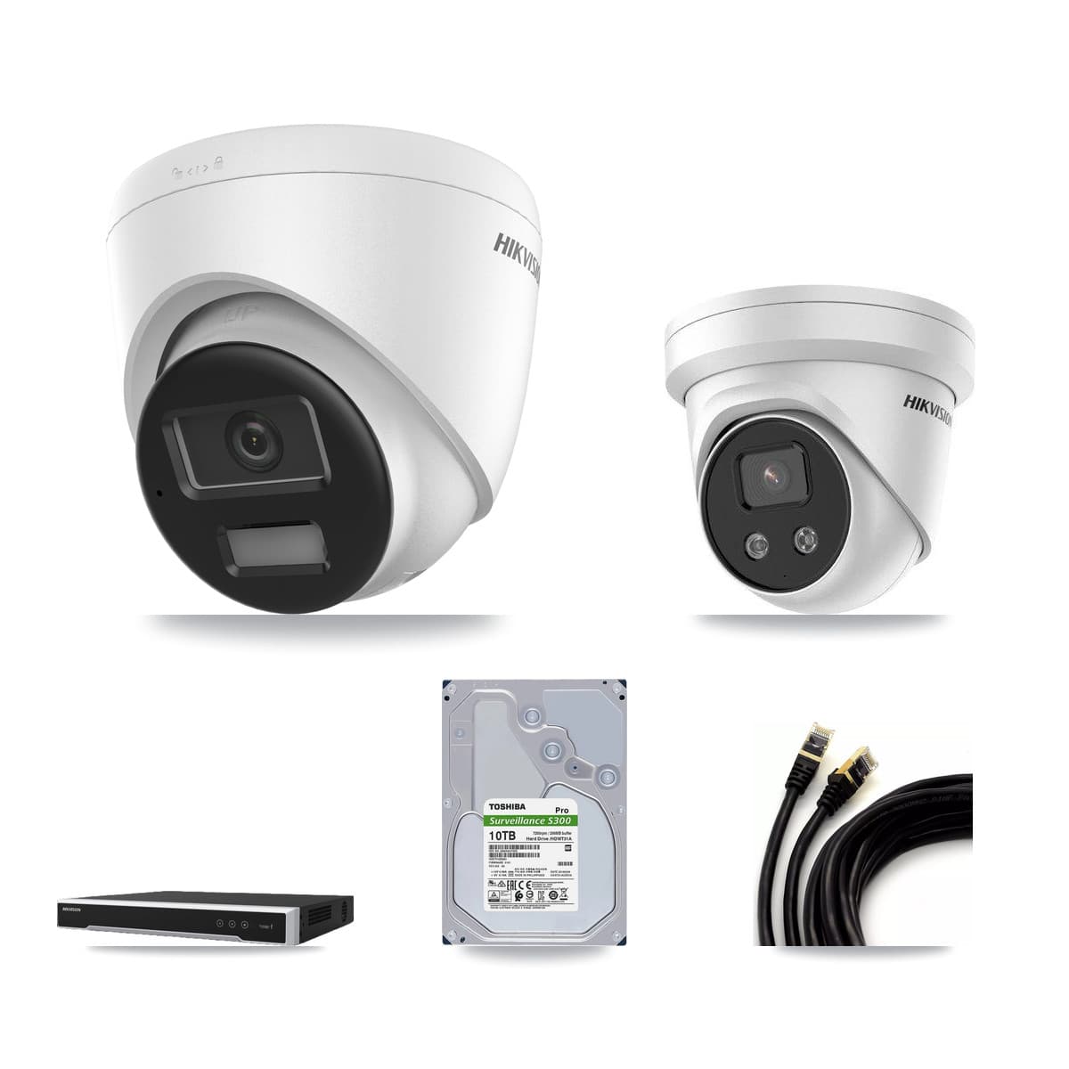 Hikvision 8-Channel 5MP – 4K CCTV Kit — 3 4K + 1 5MP Turret Cameras + 10TB Recording
