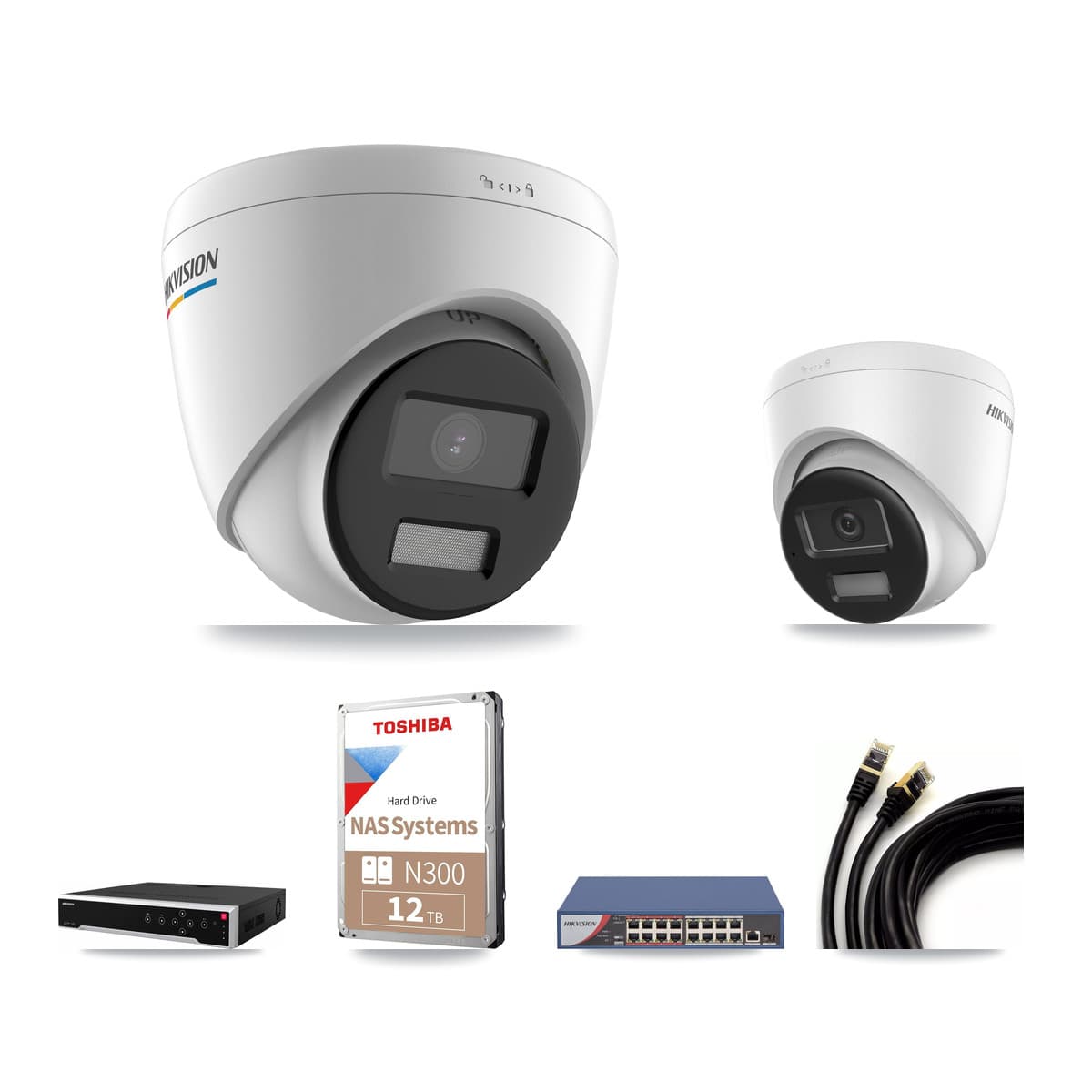 Hikvision 32-Channel 2MP – 4K CCTV Kit — 31 2MP + 1 4K Turret Cameras + 2× 12TB Recording