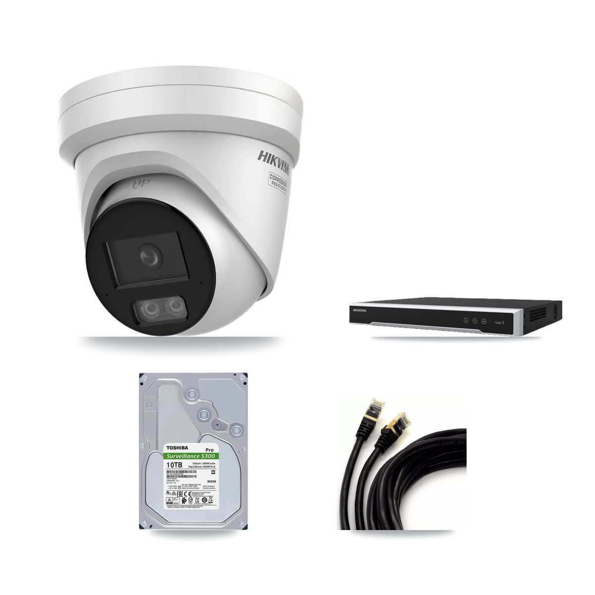 Hikvision 16-Channel 4K CCTV Kit — 8 DS-2CD2387G3 Turret Cameras + 2× 10TB Recording
