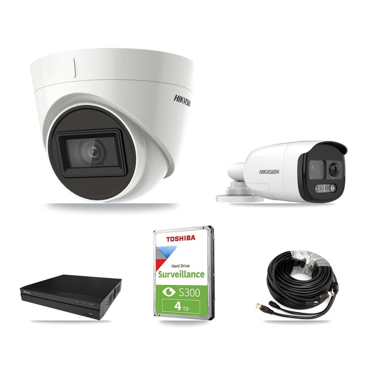 Hikvision & Prolux 8-Channel 5MP – 4K CCTV Kit — 1 5MP Bullet + 3 4K Turret Cameras + 4TB Recording - Image 1