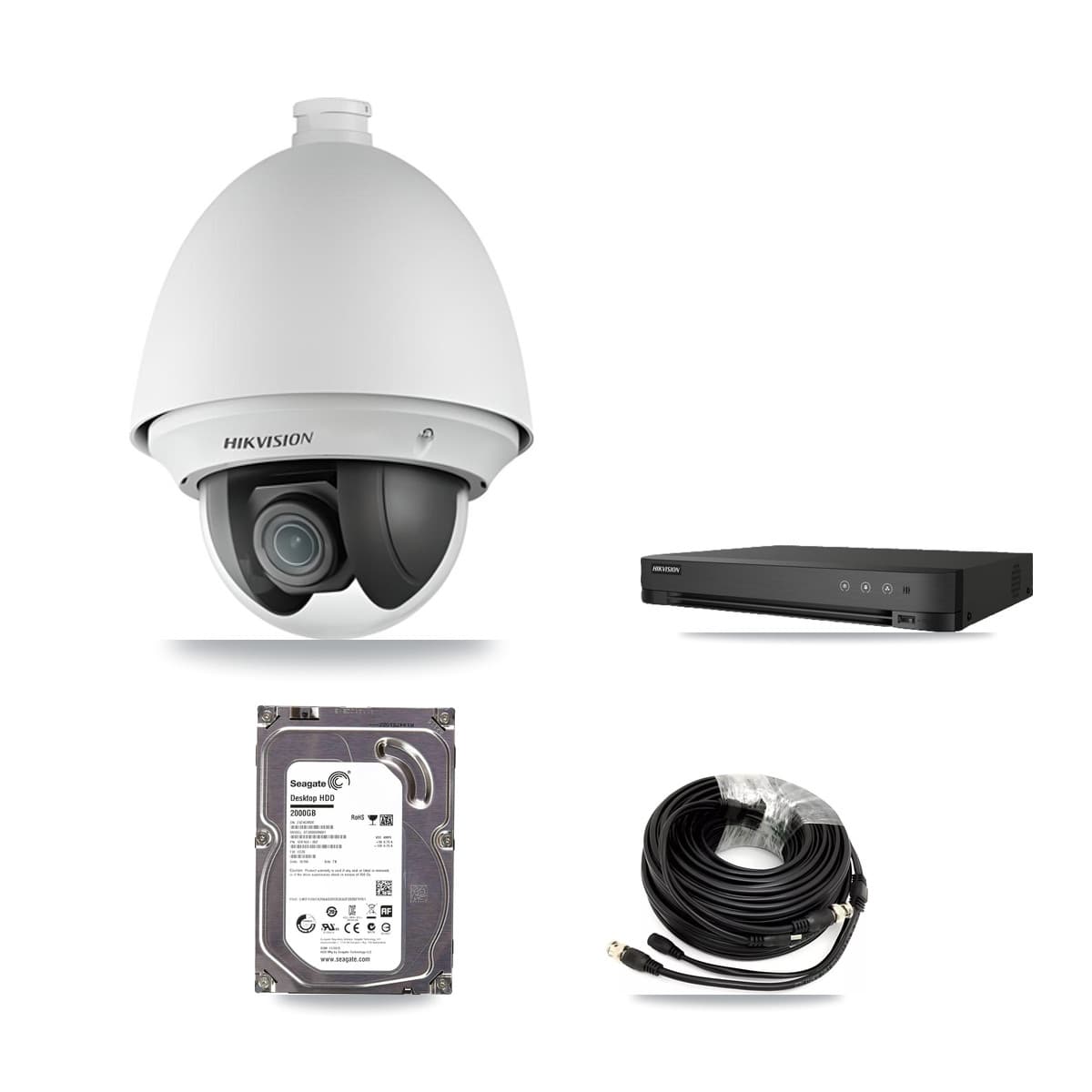 Hikvision 8-Channel 2MP CCTV Kit — 2 PTZ Cameras + 2TB Recording (IDS-7208HQHI Recorder)