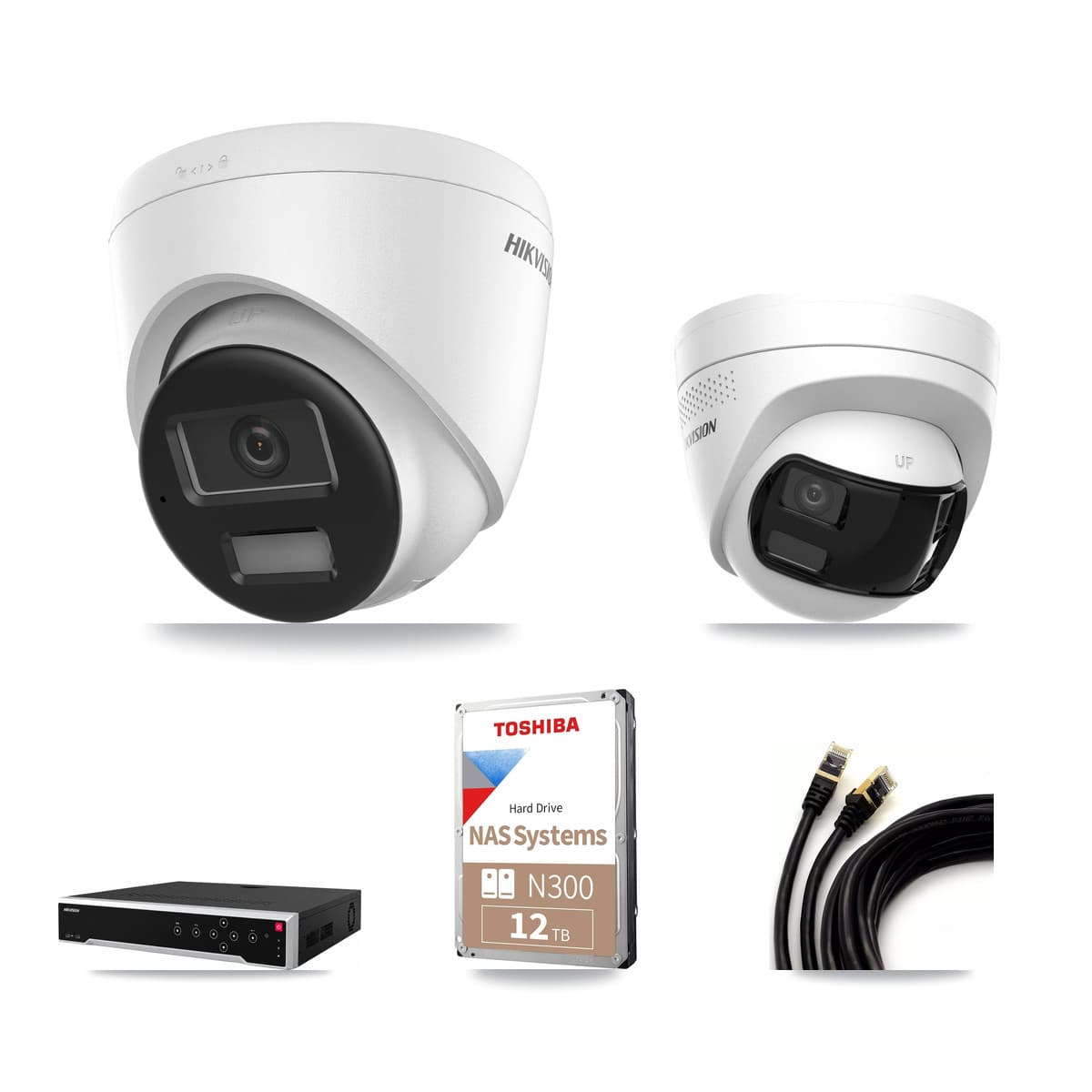 Hikvision 32-Channel 4K CCTV Kit — 13 DS-2CD1383G2 + 1 DS-2CD1383G2P Turret Cameras + 3× 12TB Recording - Image 1