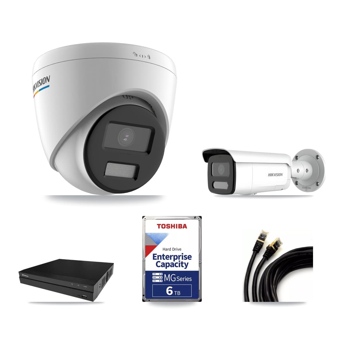 Hikvision & Prolux 8-Channel 2MP – 4MP CCTV Kit — 5 2MP Turret + 2 4MP Bullet Cameras + 6TB Recording - Image 1