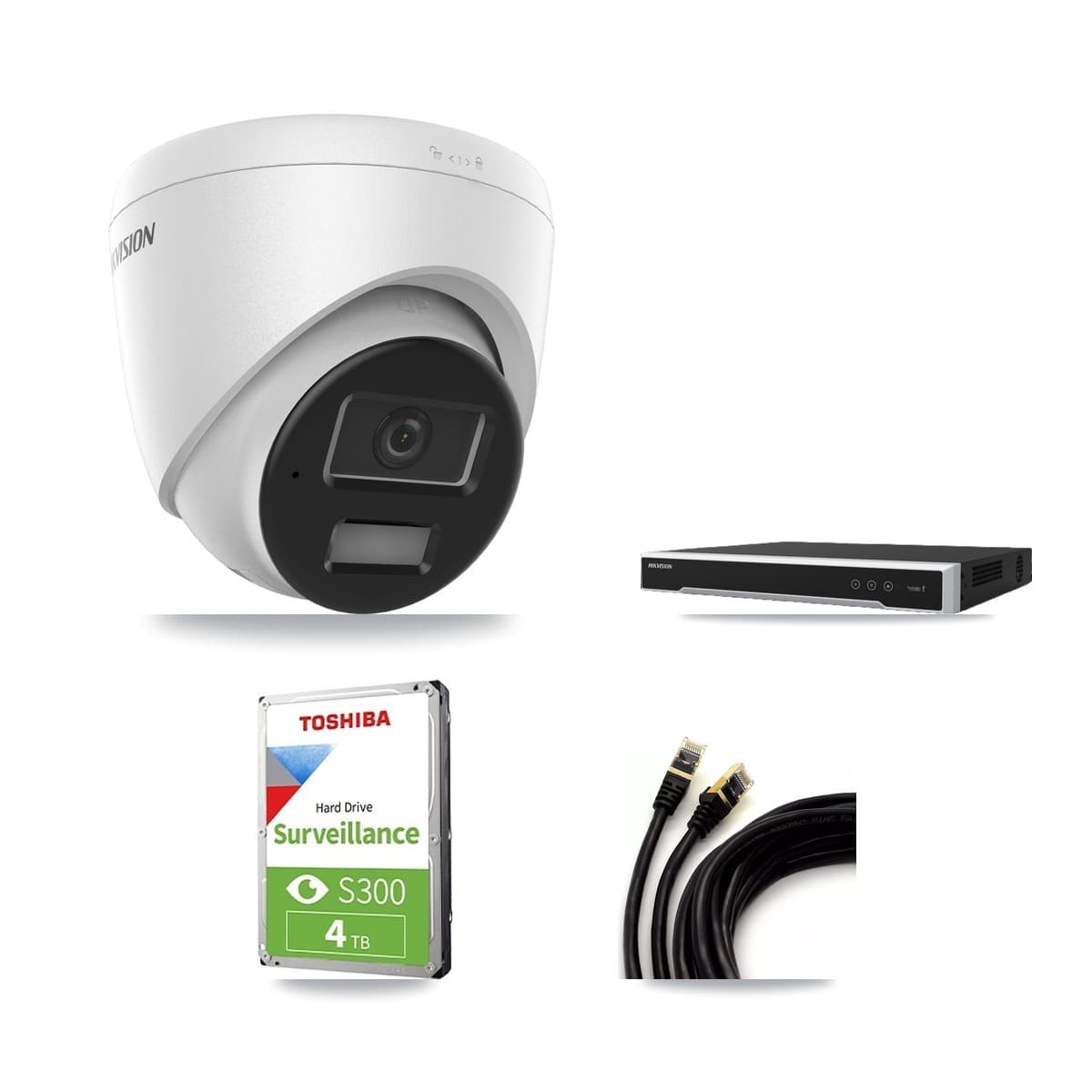Hikvision 8-Channel 4MP CCTV Kit — 3 DS-2CD1343G2 Turret Cameras + 4TB Recording