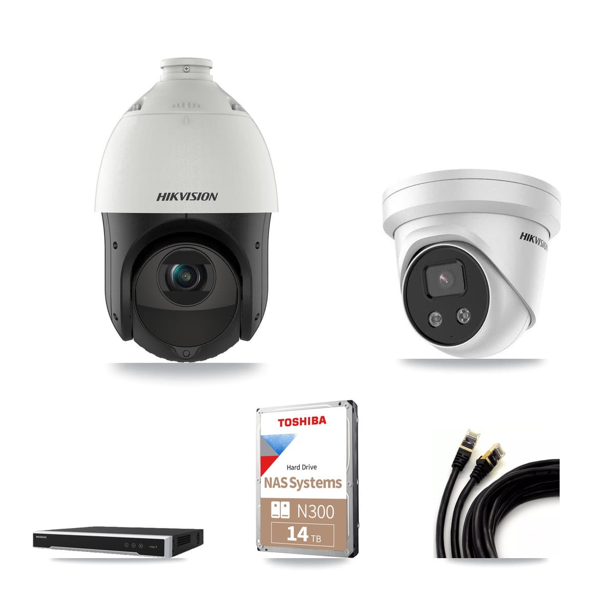 Hikvision 16-Channel 4MP – 5MP CCTV Kit — 1 5MP Turret + 11 4MP PTZ Cameras + 14TB Recording - Image 1