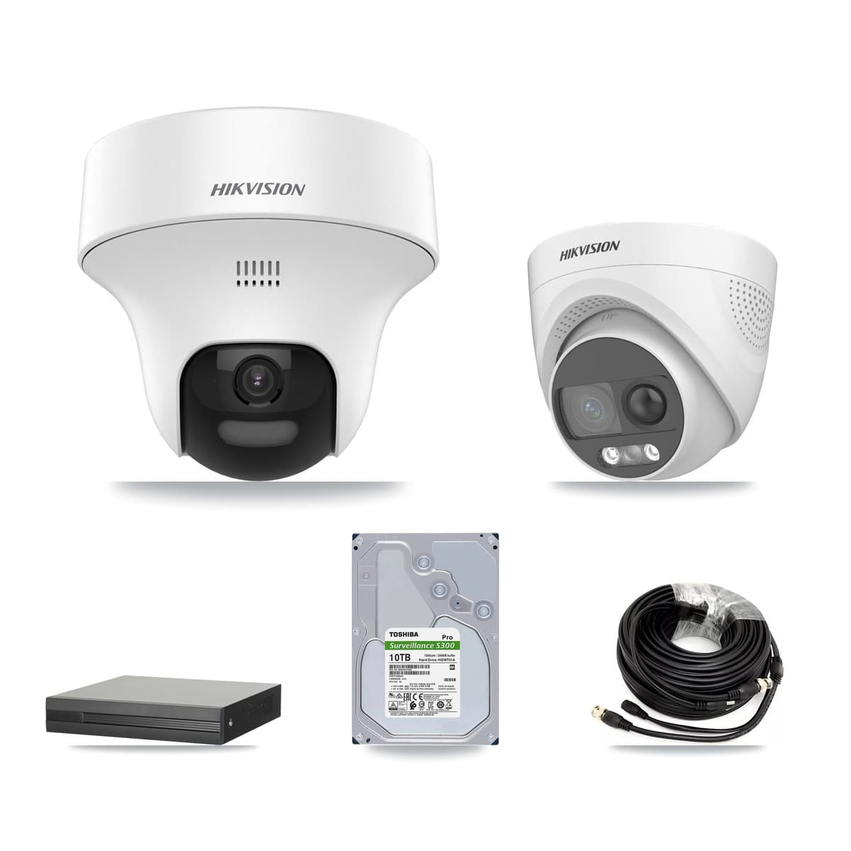 Hikvision 8-Channel 5MP CCTV Kit — 4 DS-2CE70K0T + 4 DS-2CE72KF3T Turret Cameras + 10TB Recording (XVR-3108HS Recorder) - Image 1