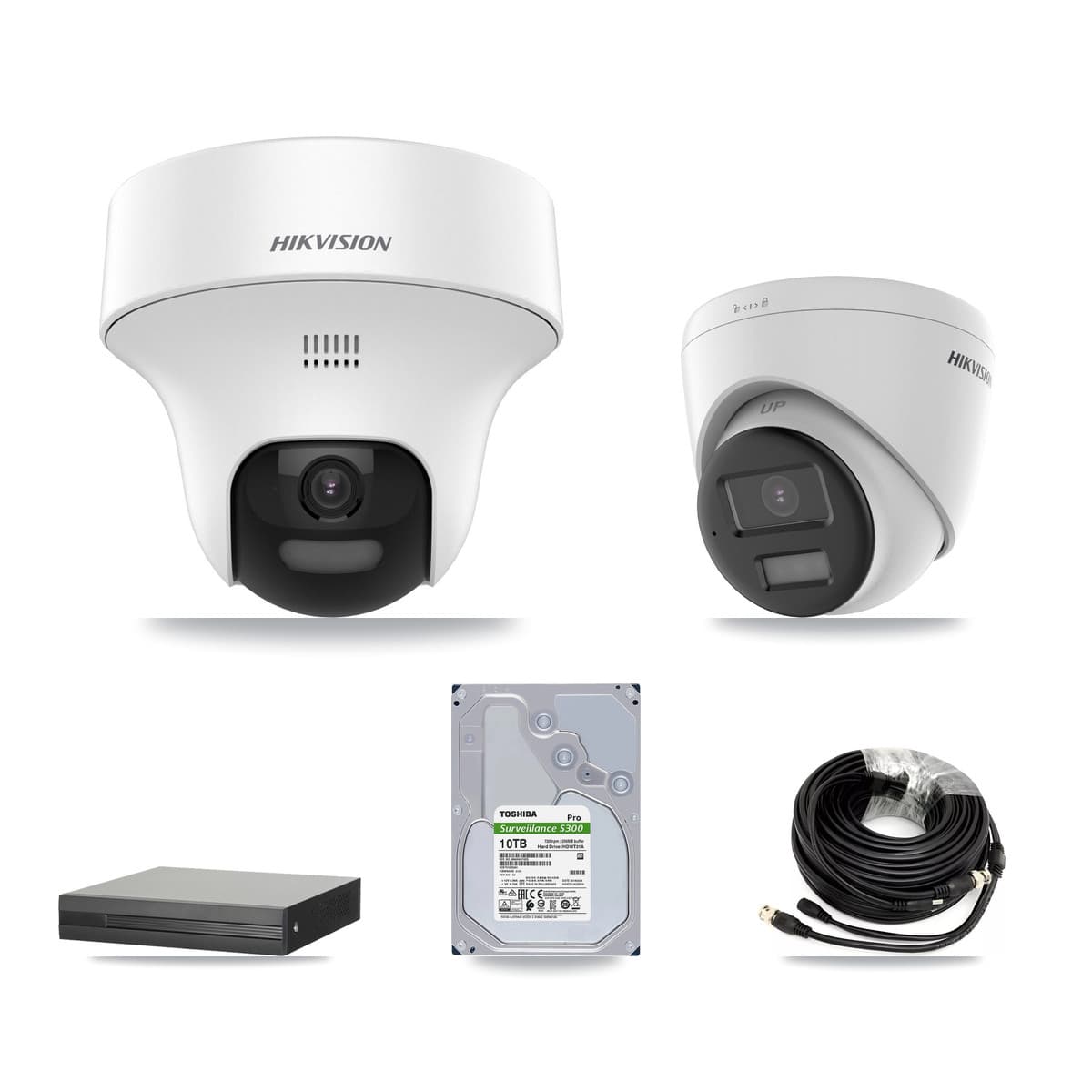 Hikvision 8-Channel 5MP CCTV Kit — 2 DS-2CE70K0T + 2 DS-2CE78K0T Turret Cameras + 10TB Recording (XVR-3108HS Recorder) - Image 1