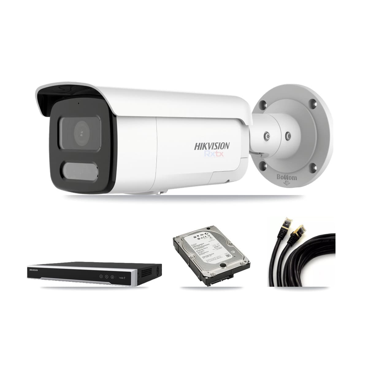 Hikvision 16-Channel 4K CCTV Kit — 2 White Bullet Cameras + 5TB Recording