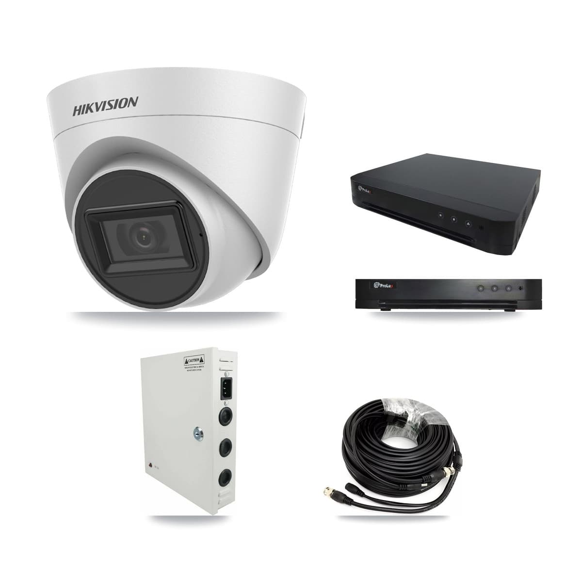 Hikvision & Prolux 16-Channel 5MP CCTV Kit — 16 White Turret Cameras + 8TB Recording
