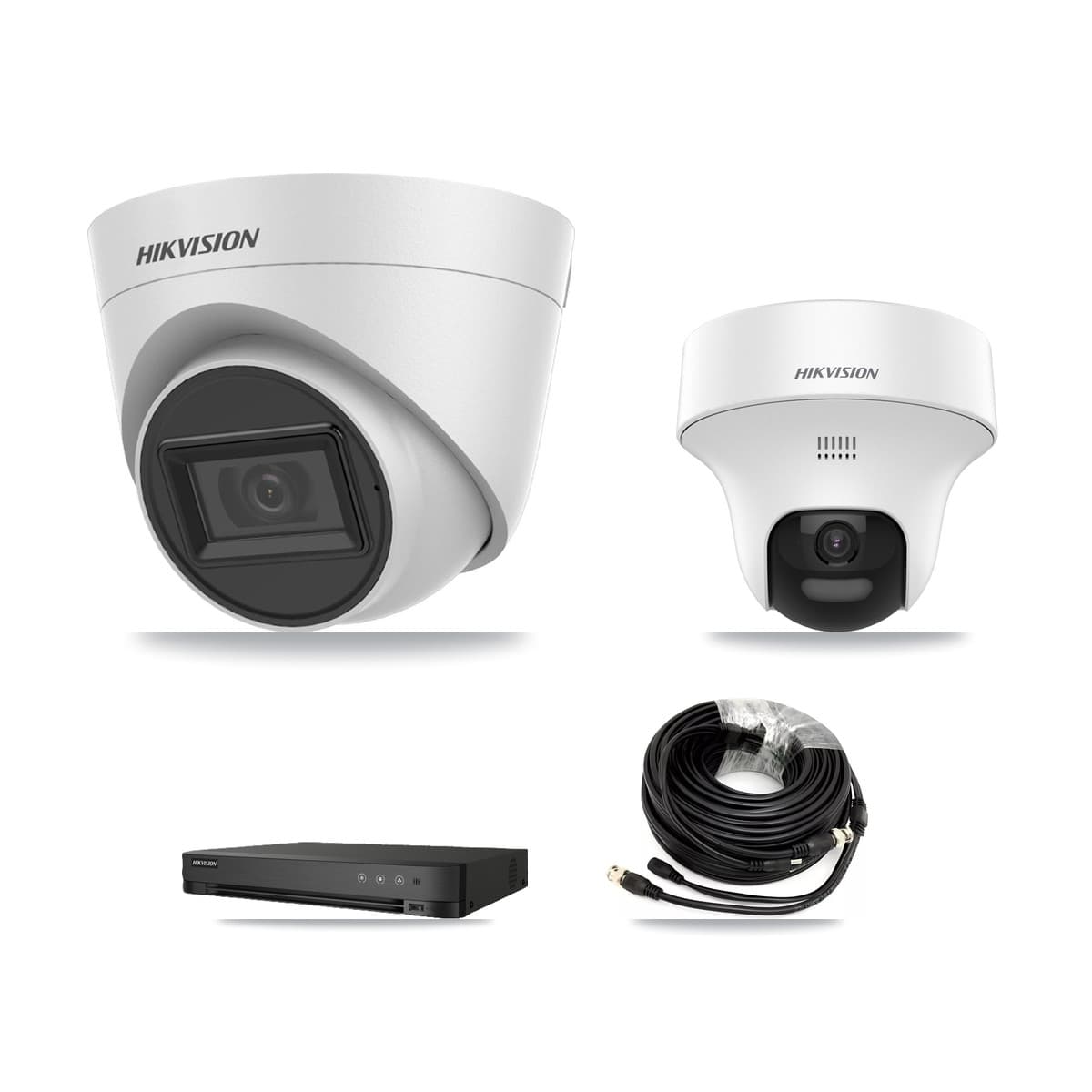 Hikvision 8-Channel 5MP CCTV Kit — 1 DS-2CE70K0T + 5 White DS-2CE78H0T Turret Cameras + 8TB Recording (IDS-7208HQHI Recorder)