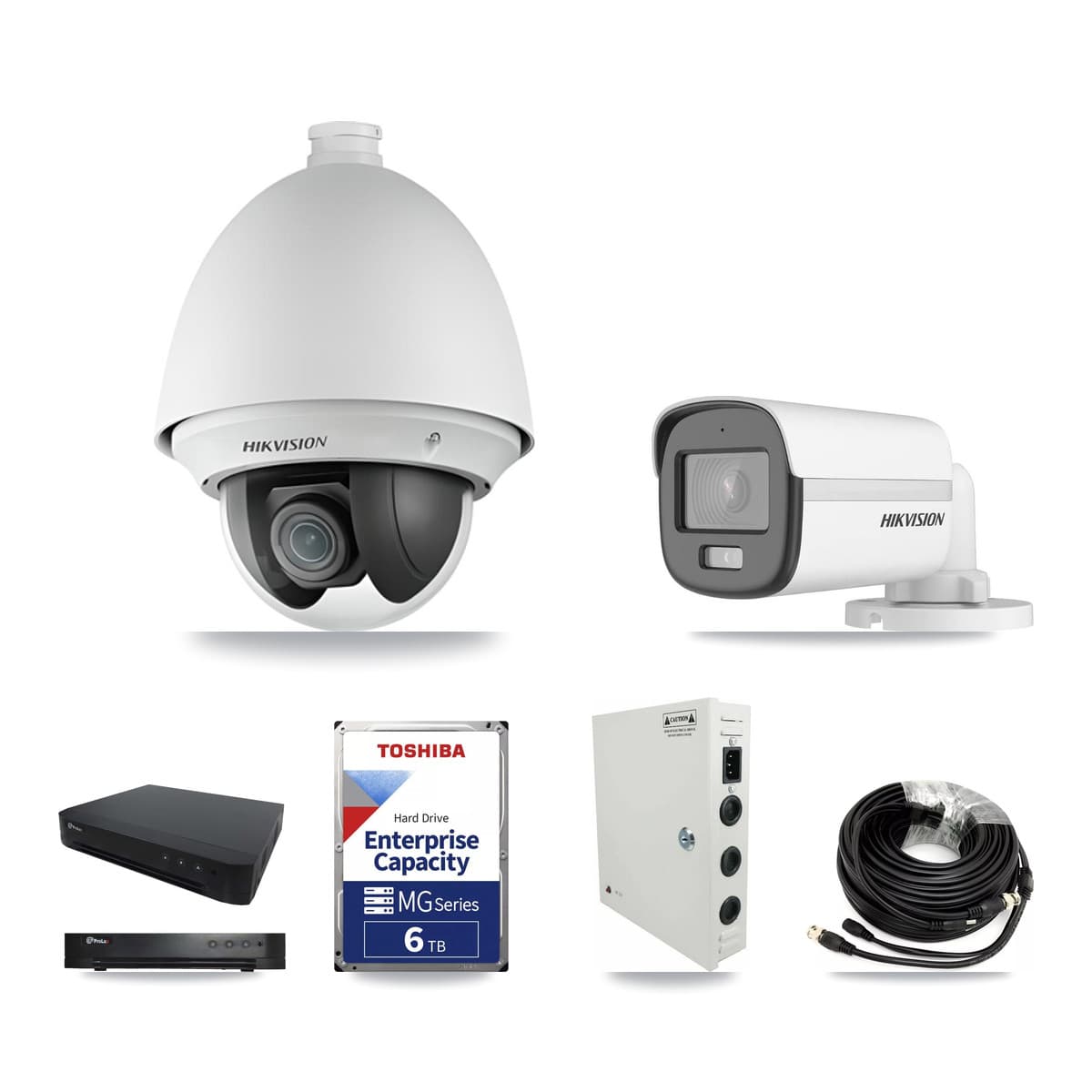 Hikvision & Prolux 16-Channel 2MP – 5MP CCTV Kit — 8 2MP PTZ + 1 5MP Bullet Cameras + 6TB Recording - Image 1