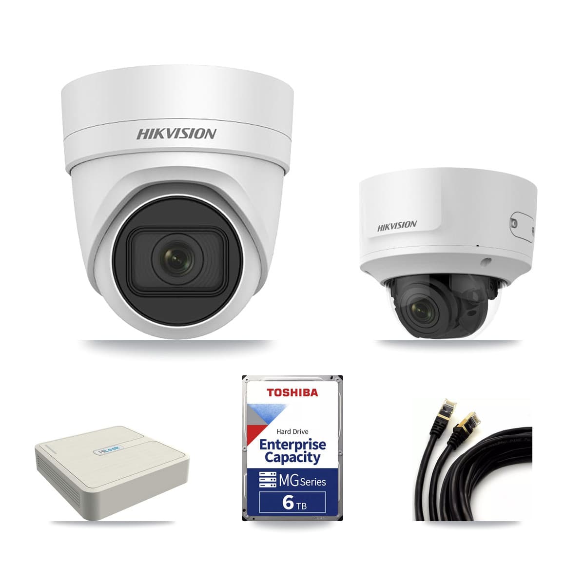 Hikvision & HiLook 8-Channel 2MP – 4MP CCTV Kit — 1 2MP Dome + 5 4MP Turret Cameras + 6TB Recording