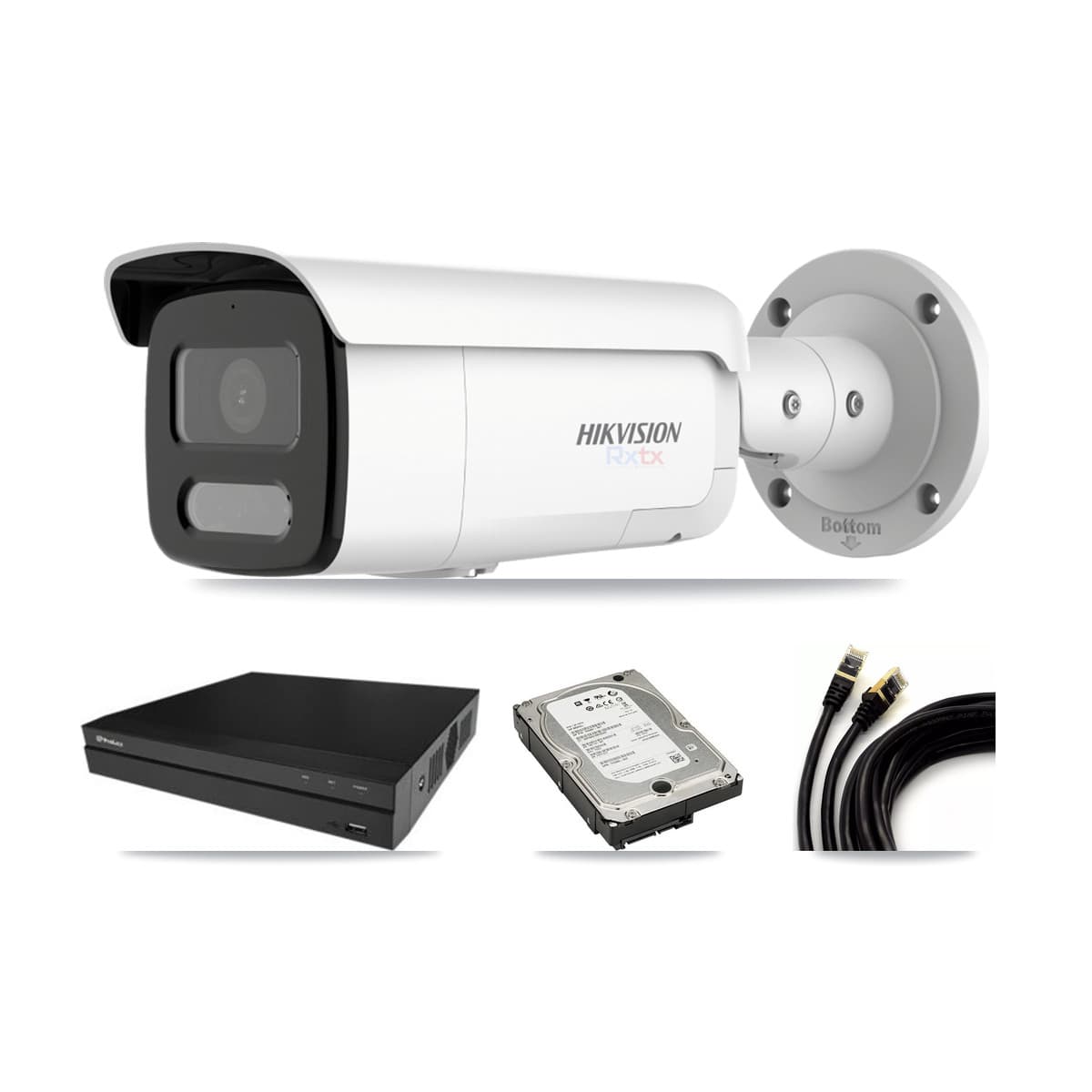 Hikvision & Prolux 16-Channel 4K CCTV Kit — 2 White Bullet Cameras + 5TB Recording