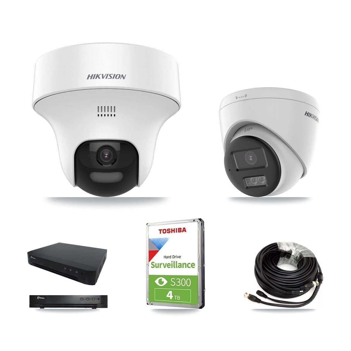 Hikvision & Prolux 16-Channel 5MP CCTV Kit — 2 DS-2CE70K0T-PTLTS + 1 DS-2CE78K0T-LTS Turret Cameras + 4TB Recording (PXD-8216-HYK4MP Recorder) - Image 1