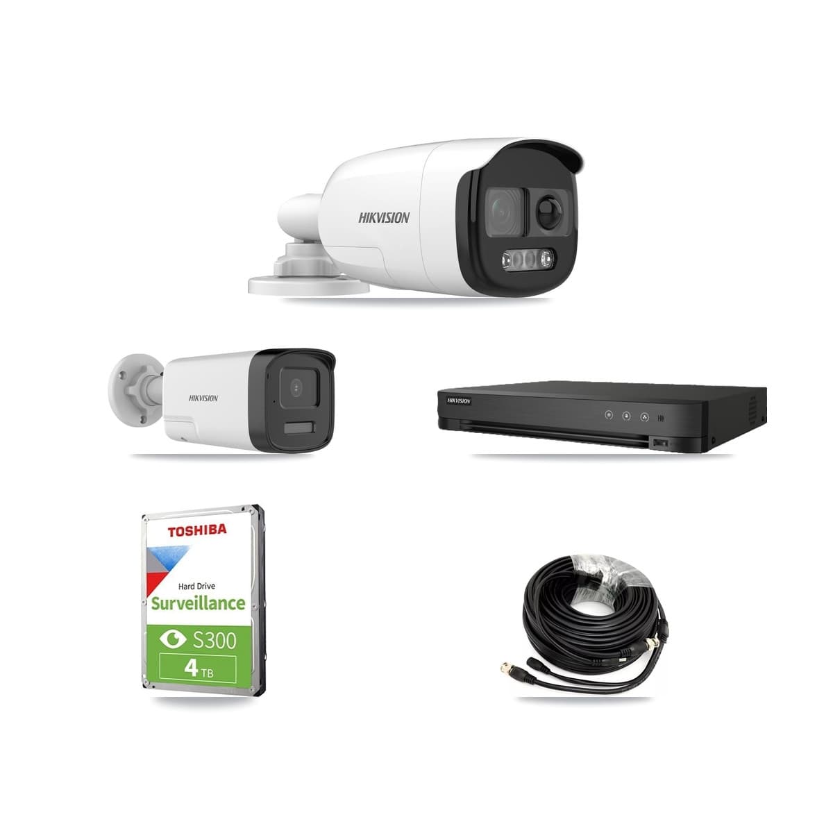 Hikvision 8-Channel 5MP CCTV Kit — 2 DS-2CE12KF3T + 1 DS-2CE17K0T Bullet Cameras + 4TB Recording (IDS-7208HQHI Recorder) - Image 1