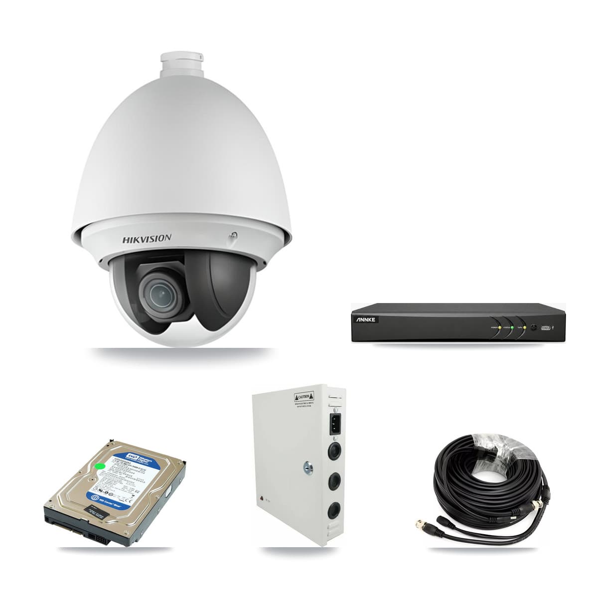 Hikvision & ANNKE 4-Channel 2MP CCTV Kit — 3 PTZ Cameras + 500GB Recording