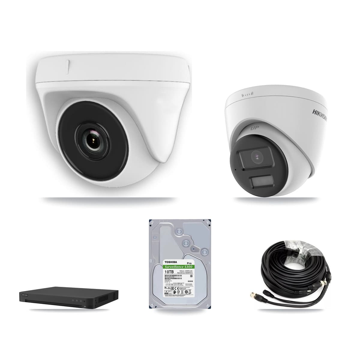 Hikvision 16-Channel 2MP – 4K CCTV Kit — 2 DS-2CE78U0T 4K Turret + 6 White HDT-2MP-N20W 2MP Dome Cameras + 10TB Recording - Image 1