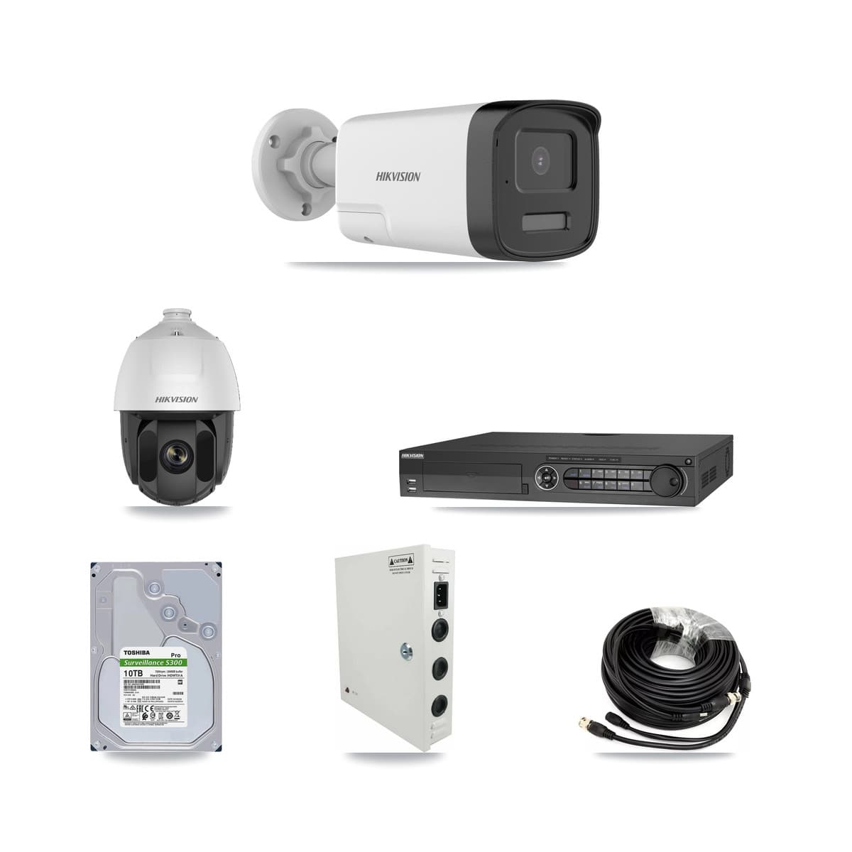 Hikvision 32-Channel 2MP – 5MP CCTV Kit — 1 DS-2AE5225TI 2MP PTZ + 16 DS-2CE17K0T 5MP Bullet Cameras + 2× 10TB Recording (DS-7332HQHI Recorder) - Image 1