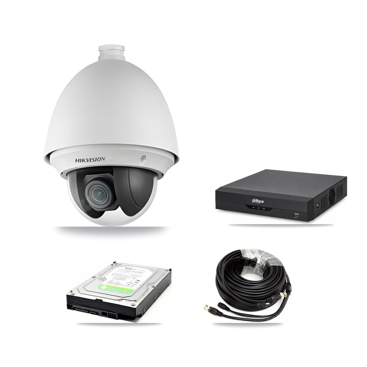Hikvision & Dahua 4-Channel 2MP CCTV Kit — 2 DS-2AE4225T PTZ Cameras + 1TB Recording