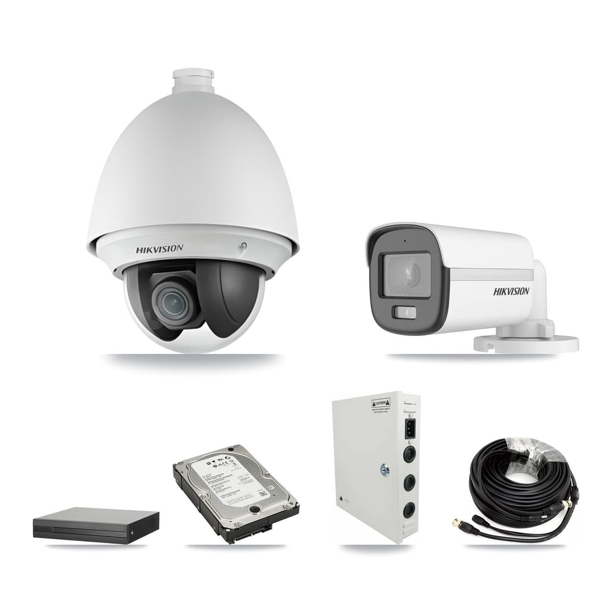 Hikvision 8-Channel 2MP – 5MP CCTV Kit — 5 2MP PTZ + 1 5MP Bullet Cameras + 5TB Recording (XVR-3108HS Recorder) - Image 1
