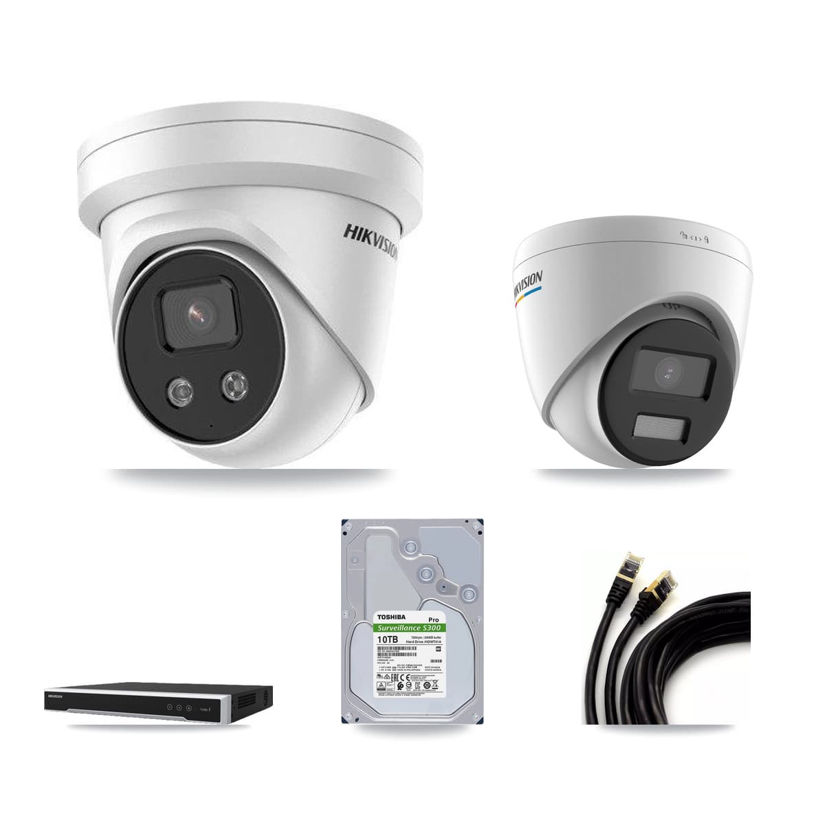 Hikvision 8-Channel 2MP – 5MP CCTV Kit — 1 2MP + 7 5MP Turret Cameras + 10TB Recording