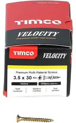 TIMCO Velocity Wood Screws 3.5x30mm Countersunk Pozi Yellow Zinc