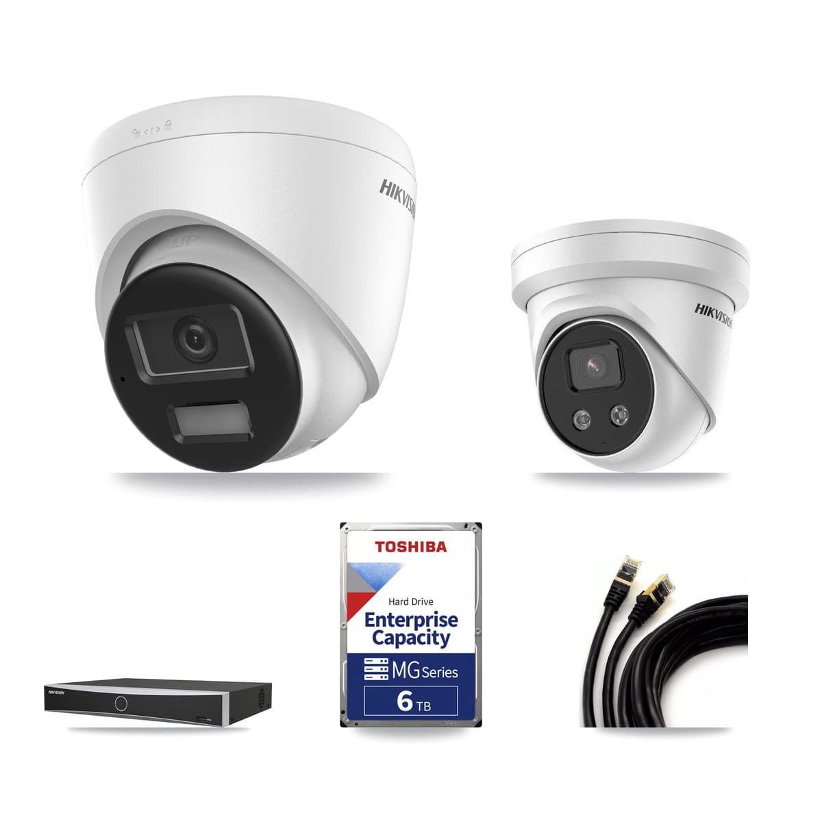 Hikvision 4-Channel 5MP – 4K CCTV Kit — 2 4K + 1 5MP Turret Cameras + 6TB Recording