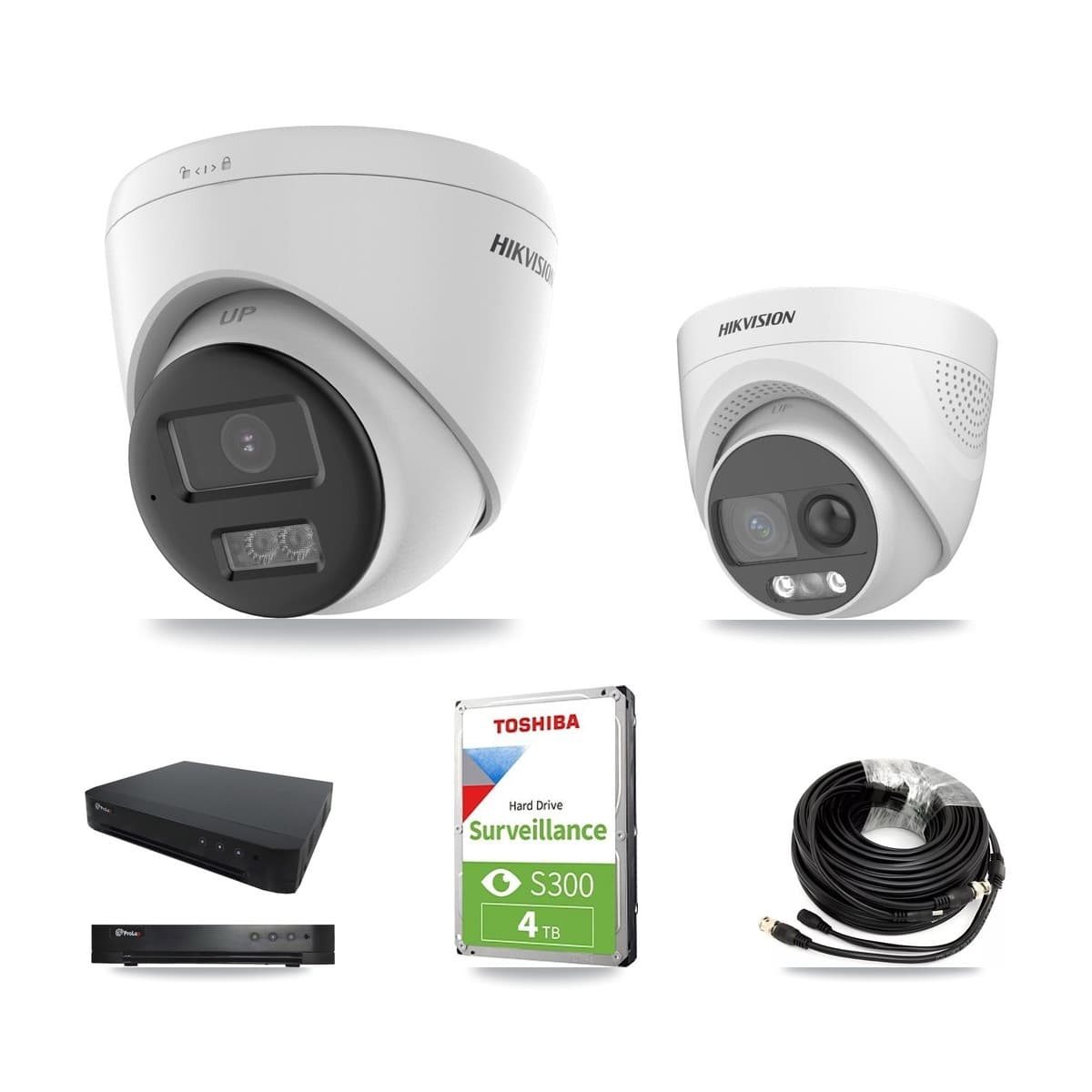 Hikvision & Prolux 16-Channel 5MP CCTV Kit — 1 DS-2CE72KF3T-PIRXO + 2 DS-2CE78K0T-LTS Turret Cameras + 4TB Recording (PXD-8216-HYK4MP Recorder) - Image 1