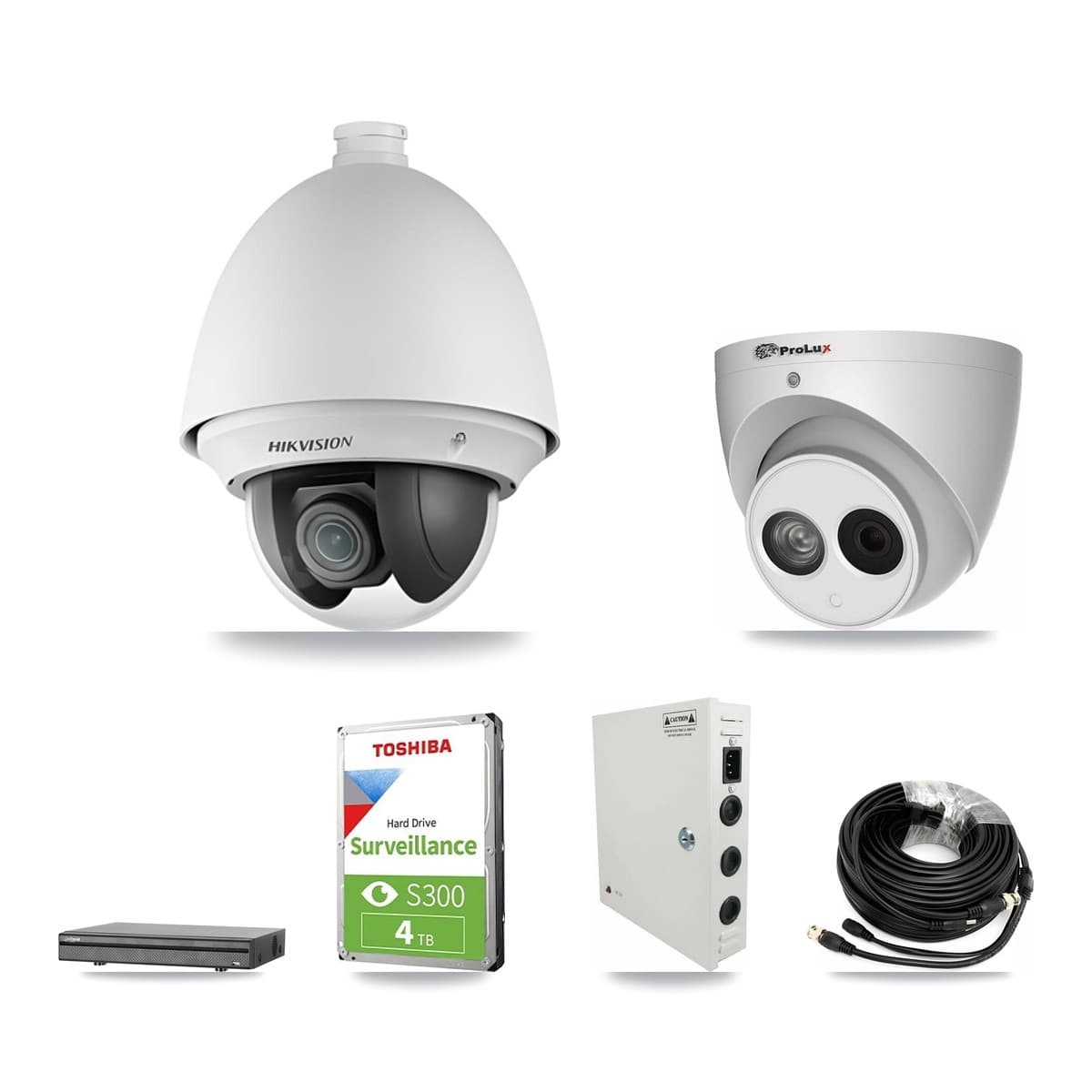 8-Channel 2MP – 4MP CCTV Kit — 2 DS-2AE4225T 2MP PTZ + 2 PXC-612C4W-A 4MP Turret Cameras + 4TB Recording (DH-XVR5108H Recorder) - Image 1