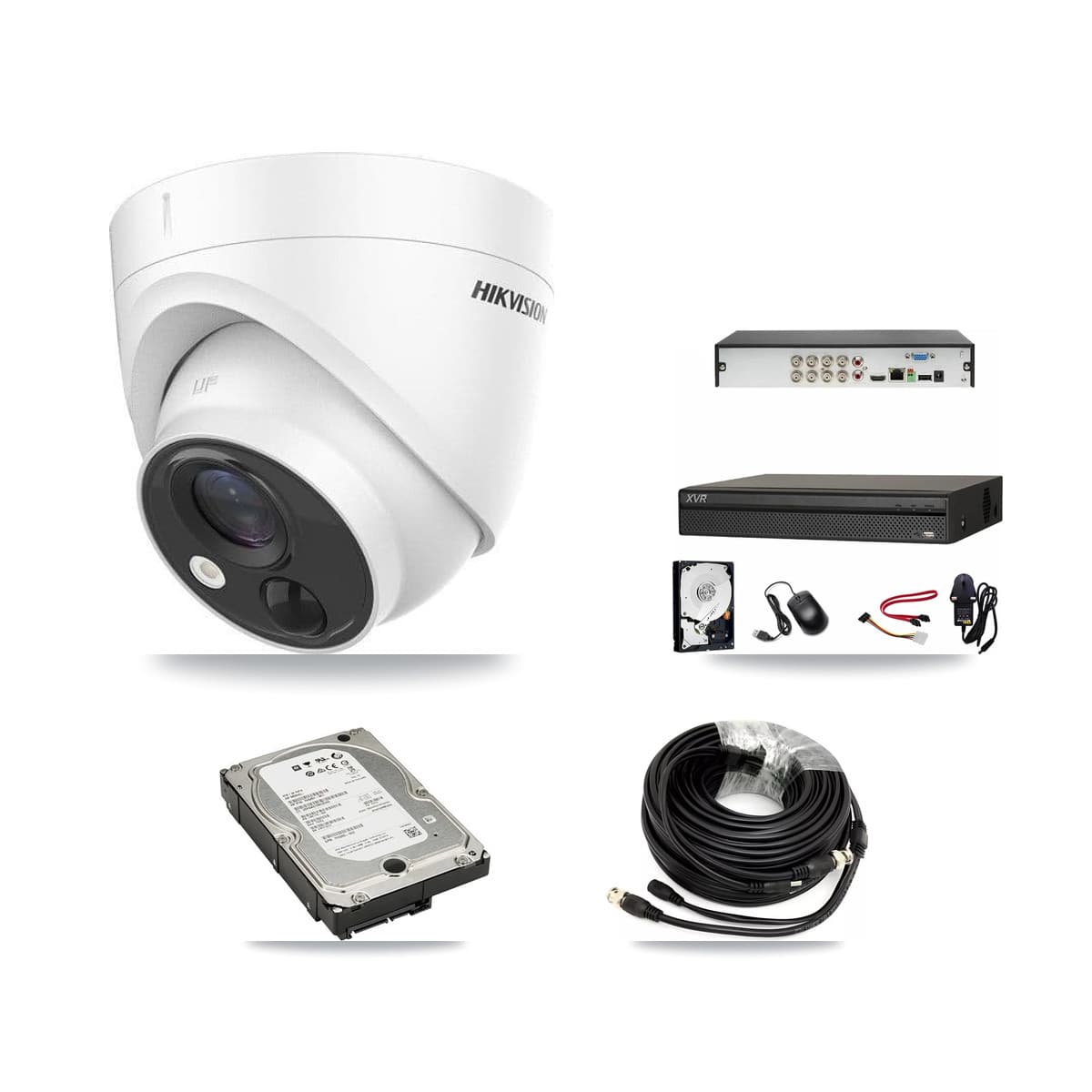 Hikvision & Dahua 8-Channel 5MP CCTV Kit — 4 DS-2CE71H0T Turret Cameras + 5TB Recording (XVR-3108AD Recorder) - Image 1