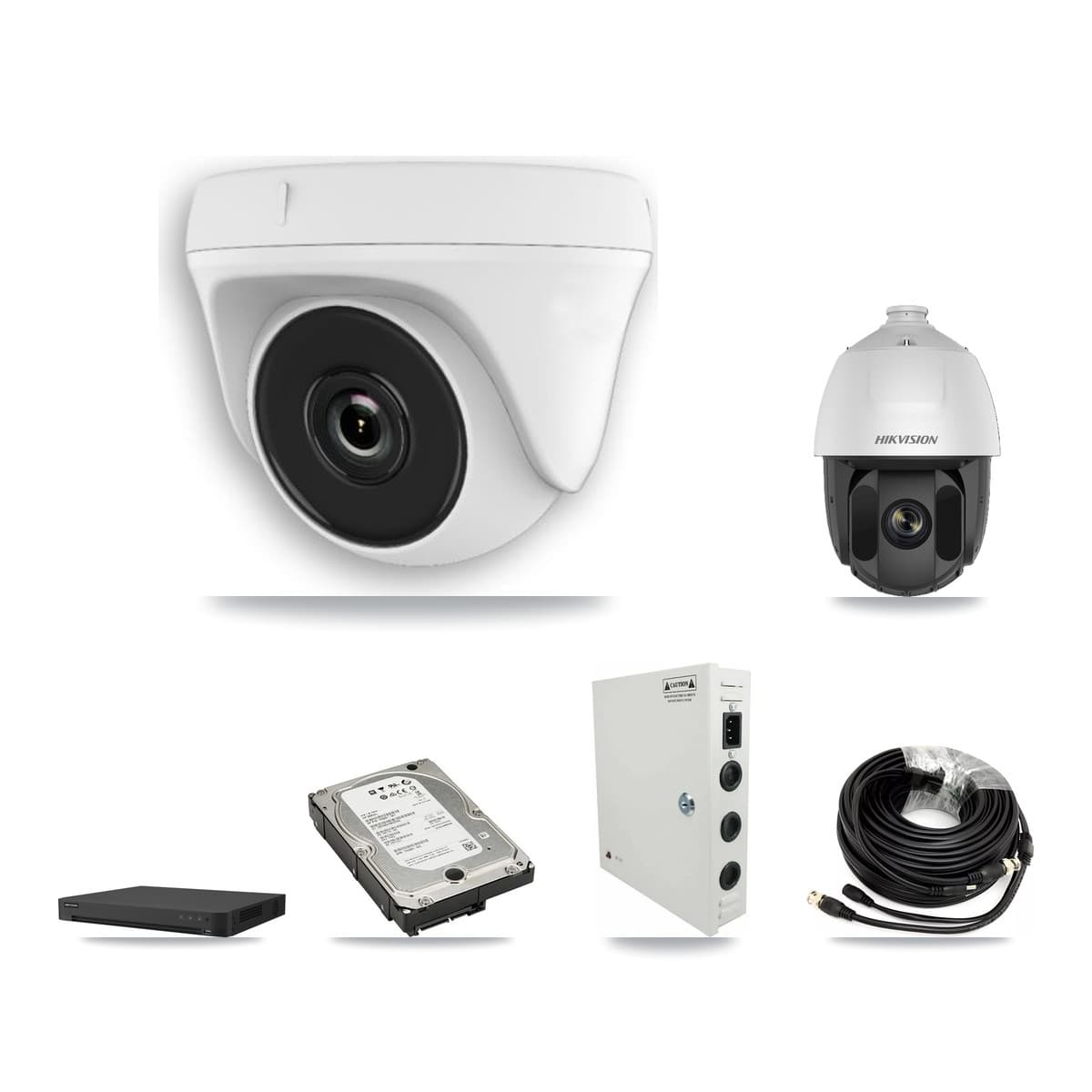 Hikvision 16-Channel 2MP CCTV Kit — 1 PTZ + 7 White Dome Cameras + 5TB Recording (IDS-7216HUHI Recorder) - Image 1