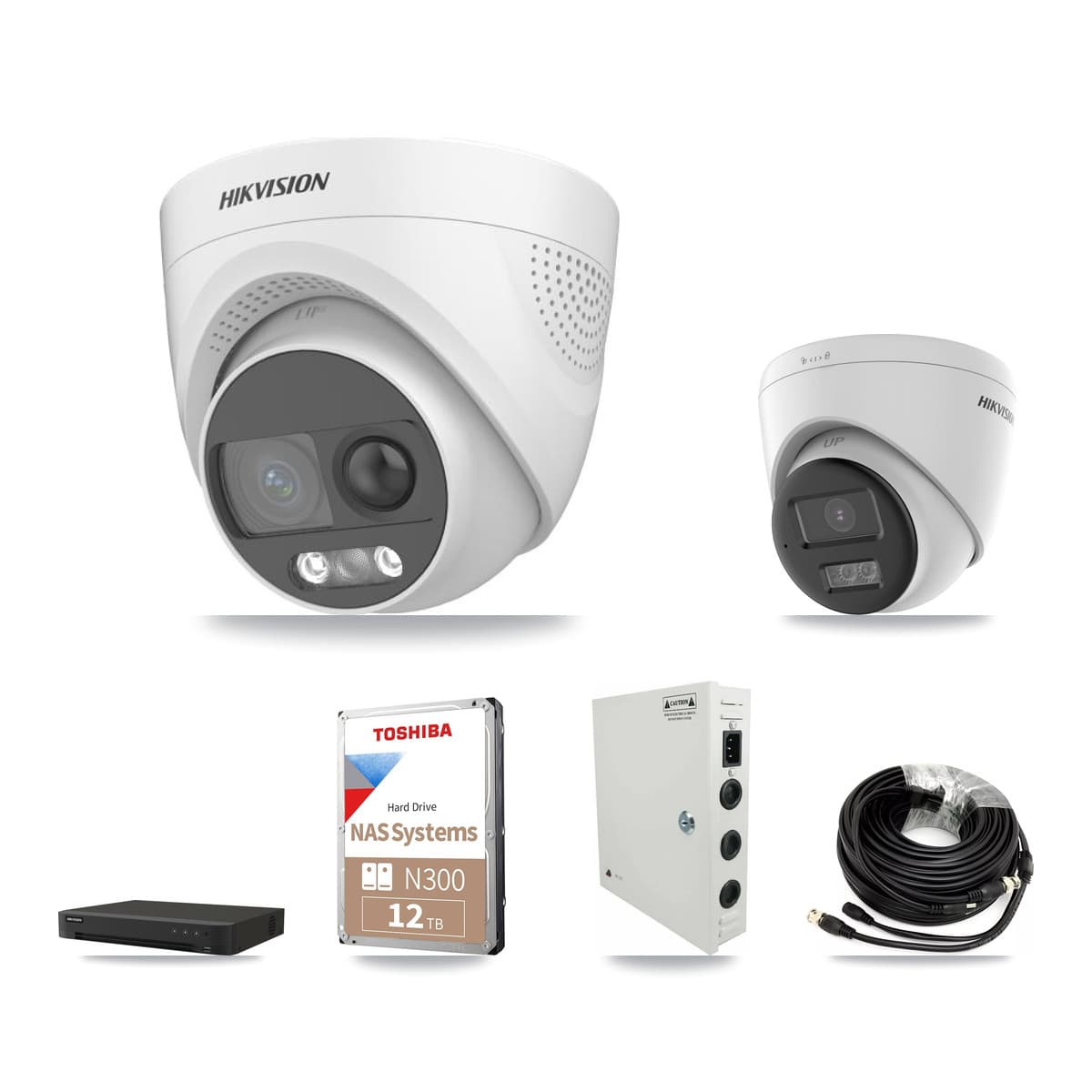 Hikvision 16-Channel 5MP CCTV Kit — 8 DS-2CE72KF3T-PIRXO + 8 DS-2CE78K0T-LTS Turret Cameras + 12TB Recording (IDS-7216HQHI-M1/XT Recorder)