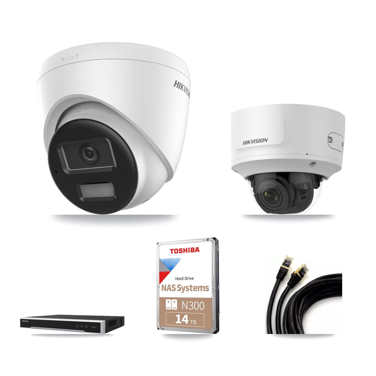 Hikvision 8-Channel 2MP – 4K CCTV Kit — 5 4K Turret + 2 2MP Dome Cameras + 14TB Recording