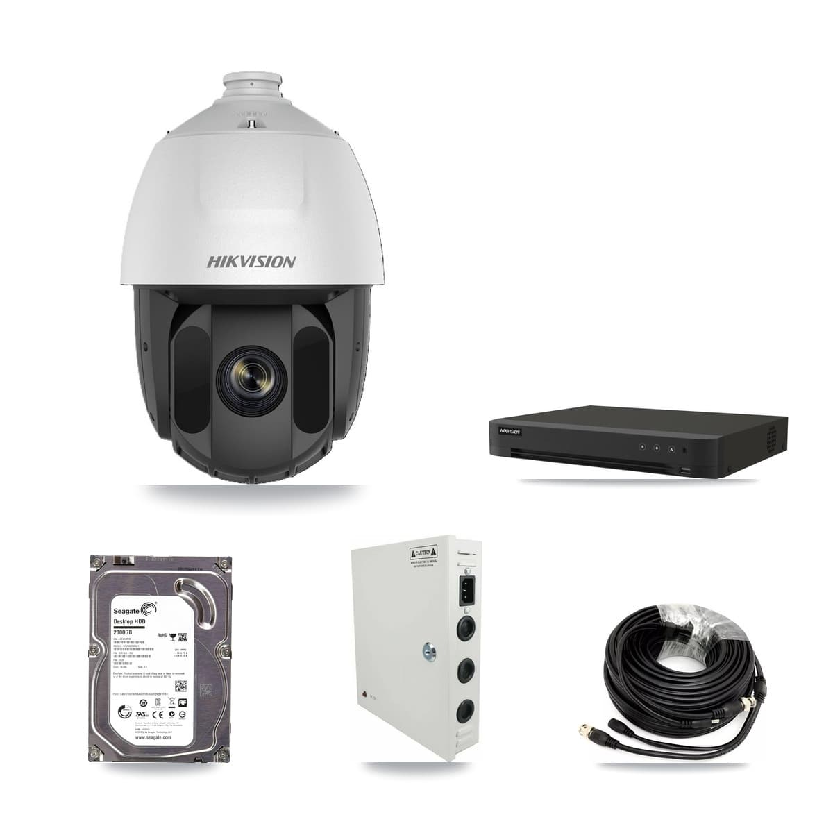 Hikvision 16-Channel 2MP CCTV Kit — 3 DS-2AE5225TI PTZ Cameras + 2TB Recording (IDS-7216HQHI Recorder) - Image 1