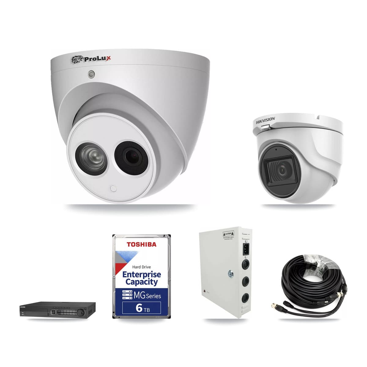 Hikvision & Prolux 32-Channel 4MP – 5MP CCTV Kit — 4 5MP + 10 4MP Turret Cameras + 3× 6TB Recording - Image 1
