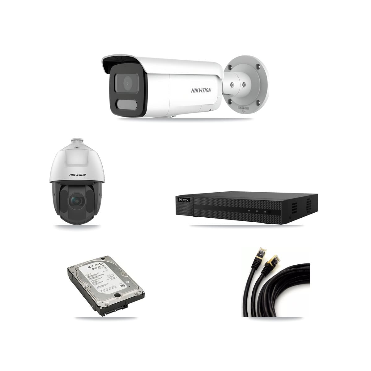 Hikvision & HiLook 8-Channel 2MP – 4MP CCTV Kit — 3 4MP Bullet + 1 2MP PTZ Cameras + 5TB Recording (NVR-108MH-D Recorder) - Image 1