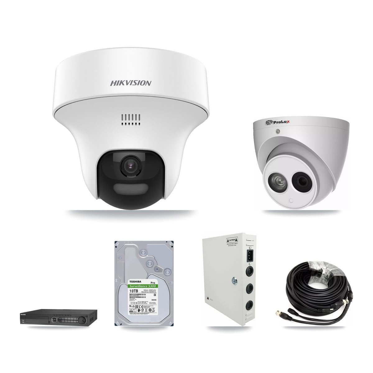 Hikvision & Prolux 32-Channel 4MP – 5MP CCTV Kit — 31 DS-2CE70K0T 5MP + 1 PXC-612C4W-A 4MP Turret Cameras + 4× 10TB Recording (DS-7332HQHI Recorder)