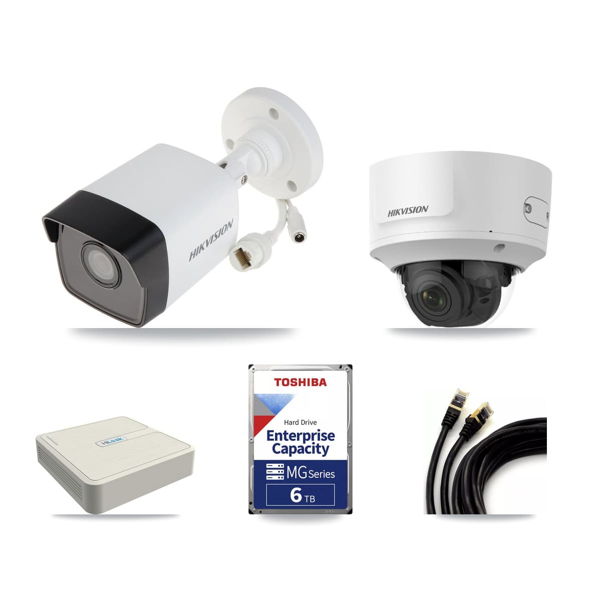Hikvision & HiLook 8-Channel 2MP – 5MP CCTV Kit — 6 5MP Bullet + 1 2MP Dome Cameras + 6TB Recording (NVR-108H-D Recorder) - Image 1