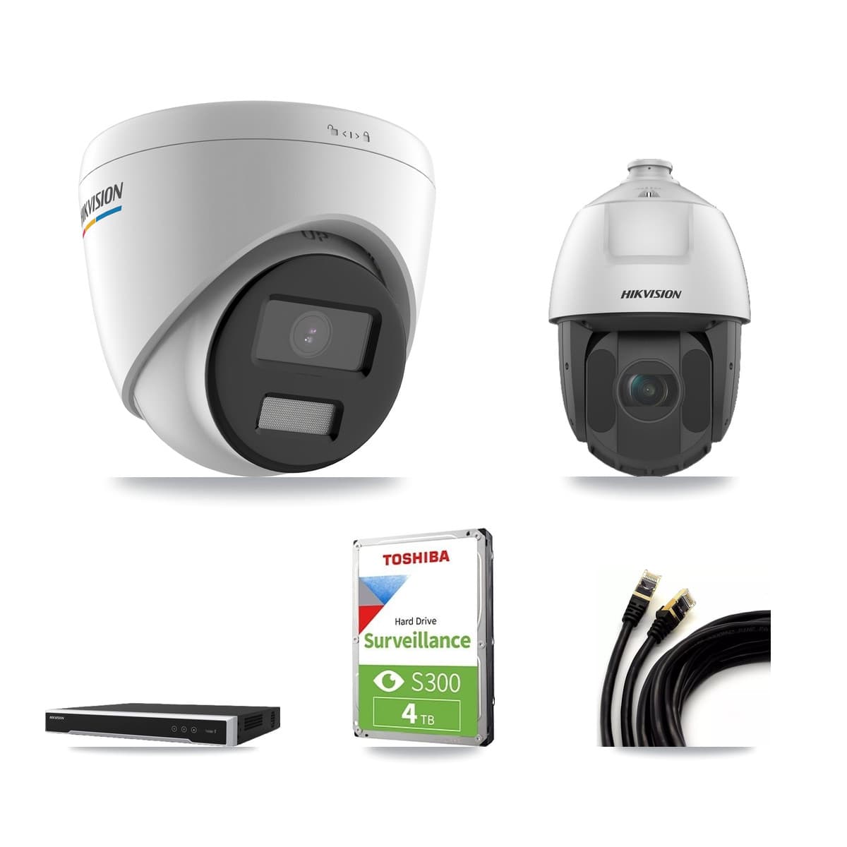 Hikvision 8-Channel 2MP CCTV Kit — 3 Turret + 1 PTZ Cameras + 4TB Recording - Image 1